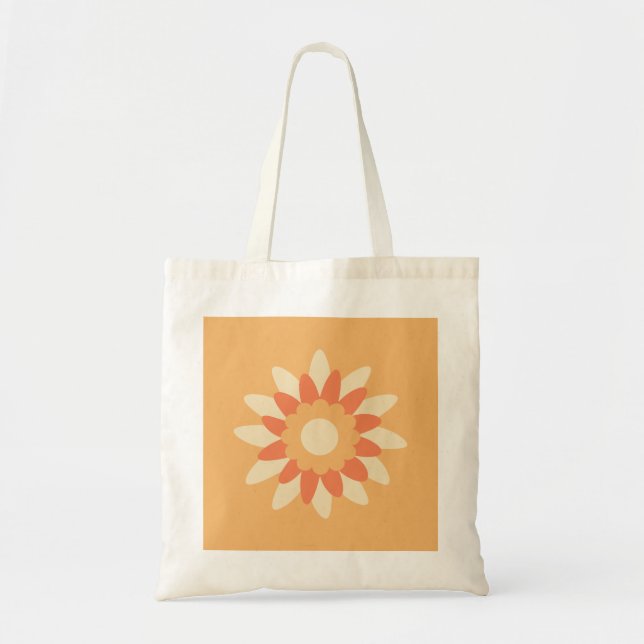 Orange Retro Flower Budget Tote Bag (Front)