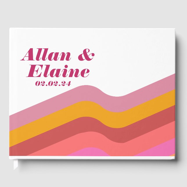 Orange Retro Groovy 70's Guest Book (Front)