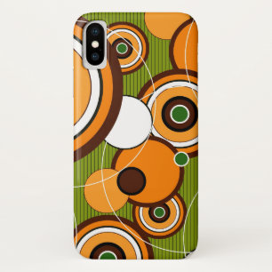 Orange Retro Mod Funky Abstract Circles Phone Case