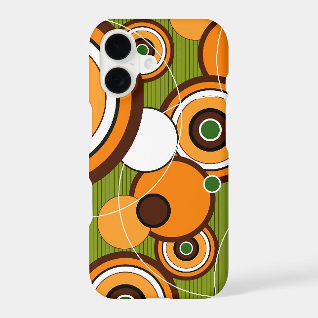 Orange Retro Mod Funky Abstract Circles Phone Case (Back)