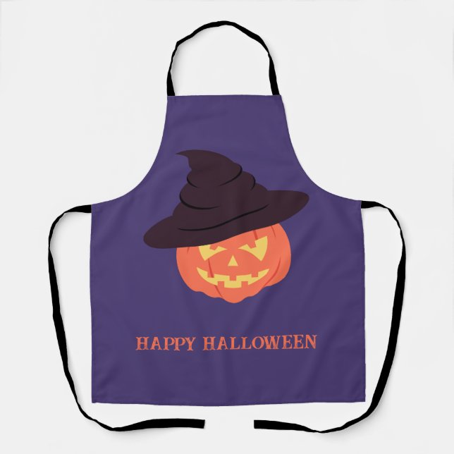 Orange Retro Pumpkin Halloween Apron – Vintage (Front)
