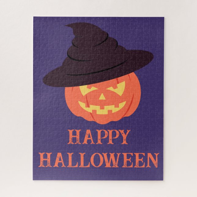 Orange Retro Pumpkin Happy Halloween Jigsaw Puzzle (Vertical)