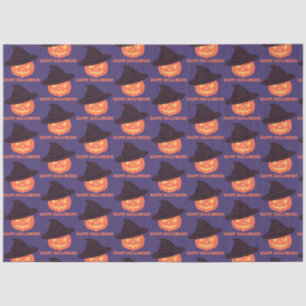 Orange Retro Pumpkin Happy Halloween Tissue Paper