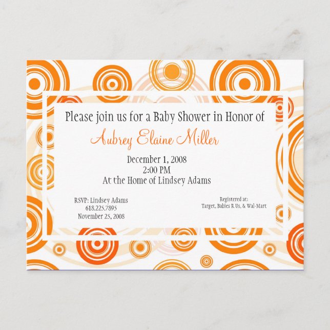 Orange Retro Targets Baby Shower Invitation (Front)