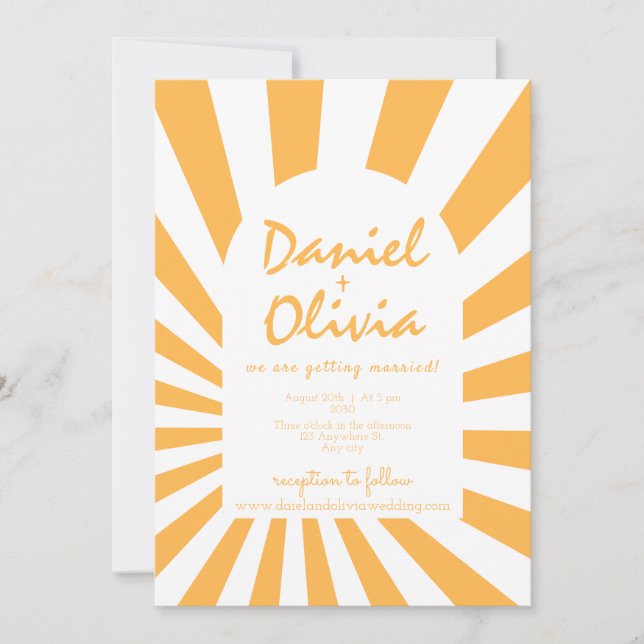 Orange Retro Wedding Invitation (Front)