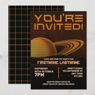 Orange Retrowave Party Invitation