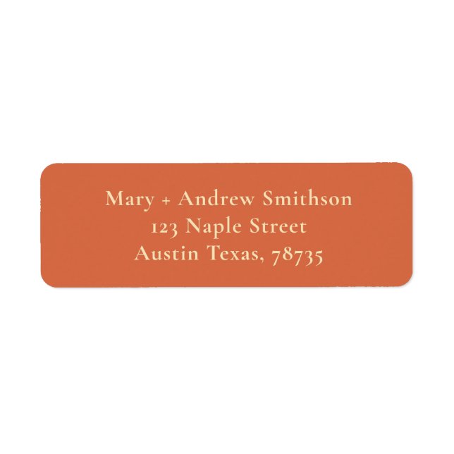 Orange Return Address Label (Front)