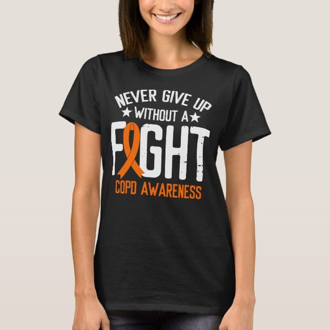 Orange Ribbon a Fight Lung Disease COPD Awareness T-Shirt (Front)