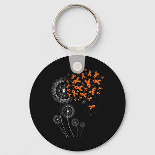Orange Ribbon And Dandelion Leukaemia Awareness Mo Key Ring