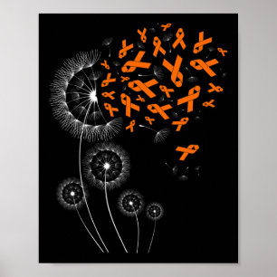 Orange Ribbon and Dandelion Leukaemia Awareness Mo Poster