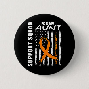 Orange Ribbon Aunt Leukaemia Awareness USA Flag Ca 6 Cm Round Badge