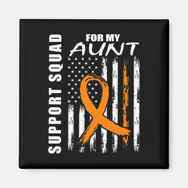 Orange Ribbon Aunt Leukaemia Awareness USA Flag Ca Magnet (Front)