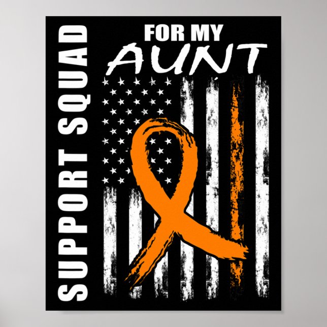 Orange Ribbon Aunt Leukaemia Awareness USA Flag Ca Poster (Front)