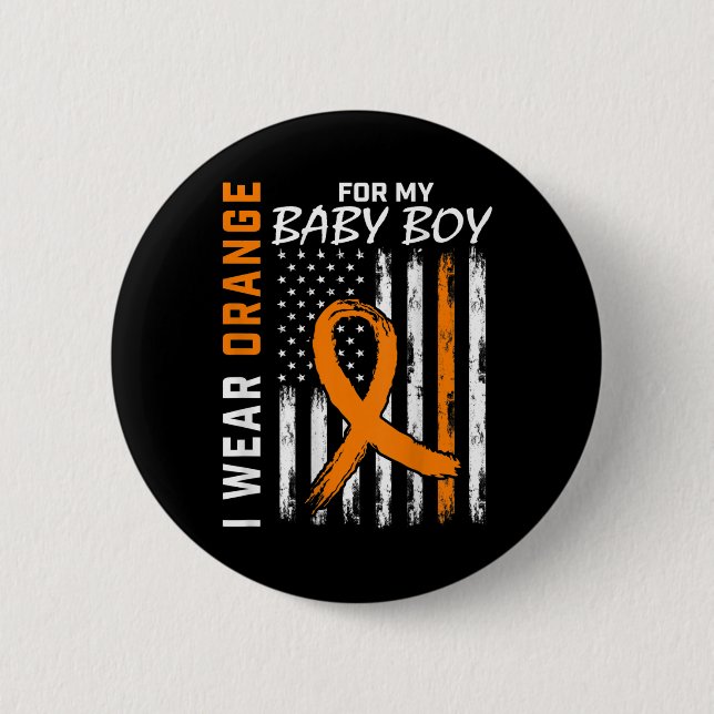 Orange Ribbon Baby Boy  LEUKEMIA SUPPORT LEUKEMIA  6 Cm Round Badge (Front)