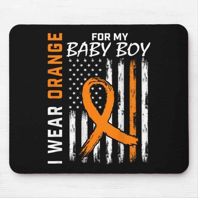 Orange Ribbon Baby Boy  LEUKEMIA SUPPORT LEUKEMIA  Mouse Pad (Front)