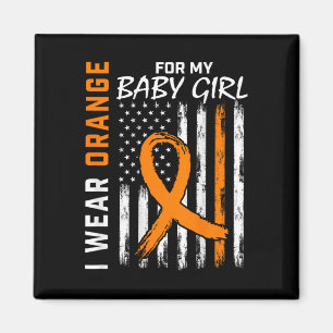 Orange Ribbon Baby Girl Leukaemia Awareness Magnet