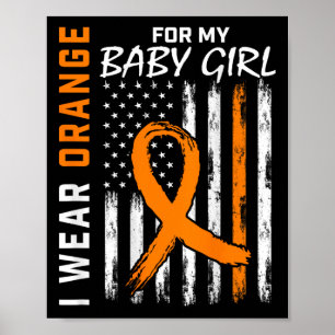 Orange Ribbon Baby Girl Leukaemia Awareness Poster