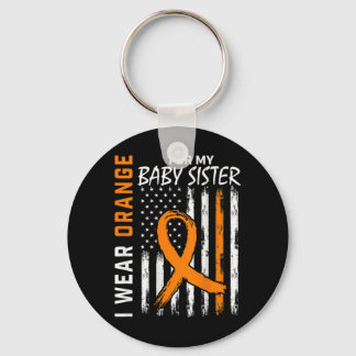 Orange Ribbon Baby Sister Leukaemia Awareness Flag Key Ring