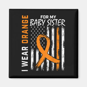 Orange Ribbon Baby Sister Leukaemia Awareness Flag Magnet