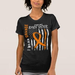 Orange Ribbon Baby Sister Leukaemia Awareness Flag T-Shirt