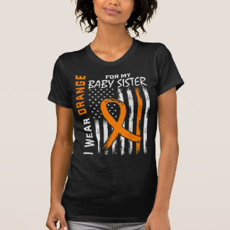 Orange Ribbon Baby Sister Leukaemia Awareness Flag T-Shirt