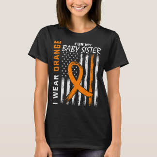 Orange Ribbon Baby Sister Leukaemia Awareness Flag T-Shirt