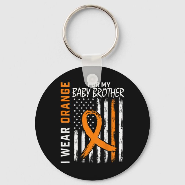 Orange Ribbon BBaby Brother Leukaemia Awareness Key Ring (Front)