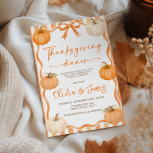 Orange Ribbon Bow Pumpkin Thanksgiving Invite