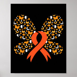 Orange Ribbon Butterfly Leukaemia Awareness Surviv Poster