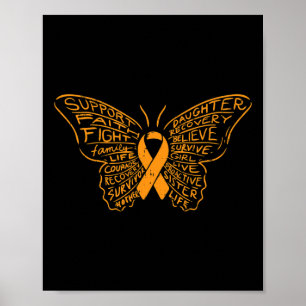 Orange Ribbon Cancer Leukaemia Awareness Support Poster
