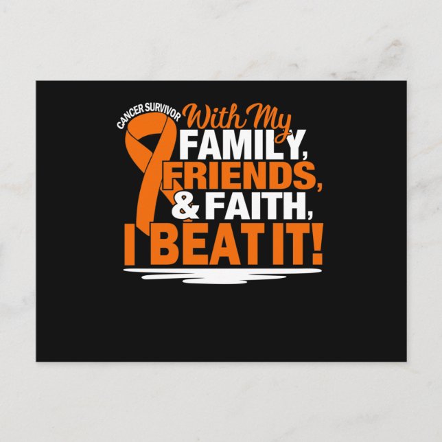 Orange Ribbon Cancer Survivor Friends Family Faith Invitation Postcard (Front)