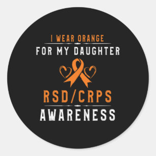 Orange Ribbon Crpsrsd Awareness For Daughter For M Classic Round Sticker
