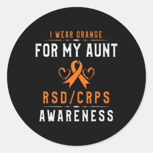 Orange Ribbon Crpsrsd Awareness For My Aunt Novemb Classic Round Sticker
