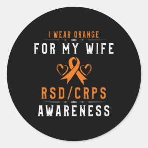 Orange Ribbon Crpsrsd Awareness For Wife - Husbynd Classic Round Sticker