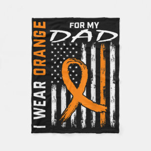 Orange Ribbon Dad Leukaemia Awareness American Fla Fleece Blanket