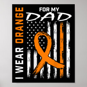 Orange Ribbon Dad Leukaemia Awareness American Fla Poster