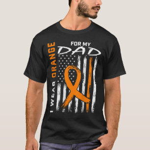 Orange Ribbon Dad Leukaemia Awareness American Fla T-Shirt