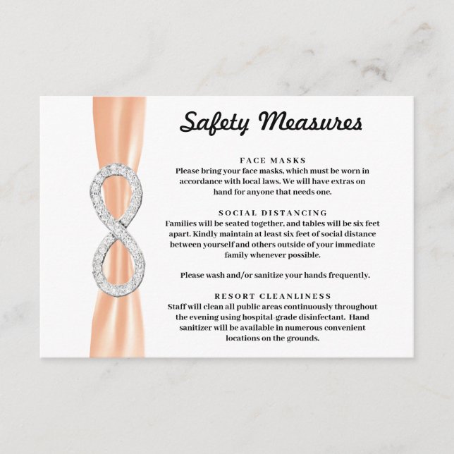 Orange Ribbon Diamond Infinity Safety Measures Enclosure Card (Front)