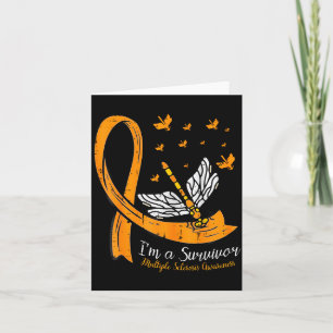 Orange Ribbon Dragonfly Multiple Sclerosis Awarene Card