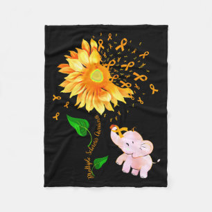 Orange Ribbon Elephant Multiple Sclerosis Awarenes Fleece Blanket