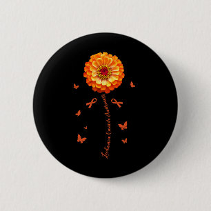 Orange Ribbon Flower Leukaemia Awareness Blood Can 6 Cm Round Badge