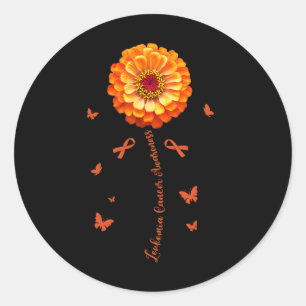 Orange Ribbon Flower Leukaemia Awareness Blood Can Classic Round Sticker