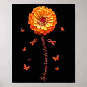 Orange Ribbon Flower Leukaemia Awareness Blood Can Poster