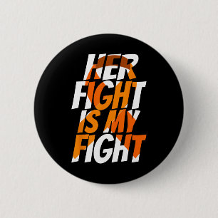 Orange Ribbon For Her Products Leukaemia Awareness 6 Cm Round Badge