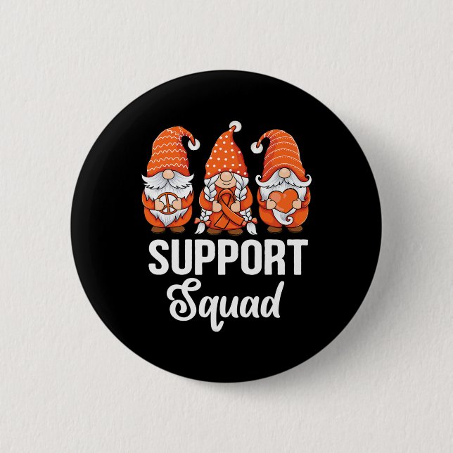 Orange ribbon Gnomes support survivor of Leukaemia 6 Cm Round Badge (Front)