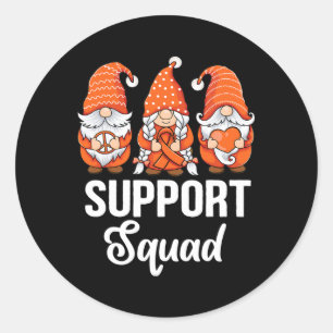 Orange ribbon Gnomes support survivor of Leukaemia Classic Round Sticker
