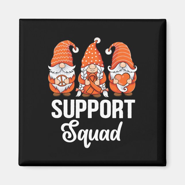 Orange ribbon Gnomes support survivor of Leukaemia Magnet (Front)