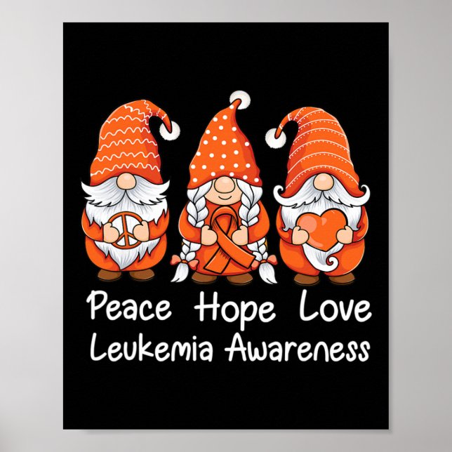 Orange ribbon Gnomes support survivor of Leukaemia Poster (Front)