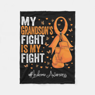 Orange Ribbon Grandson Leukaemia Awareness Fleece Blanket