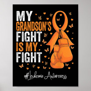 Orange Ribbon Grandson Leukaemia Awareness Poster
